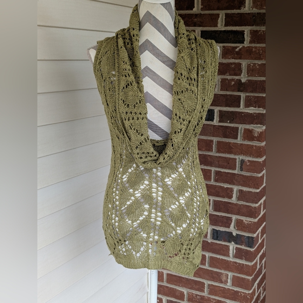 Sweater Project Olive Green Knit Over Vest